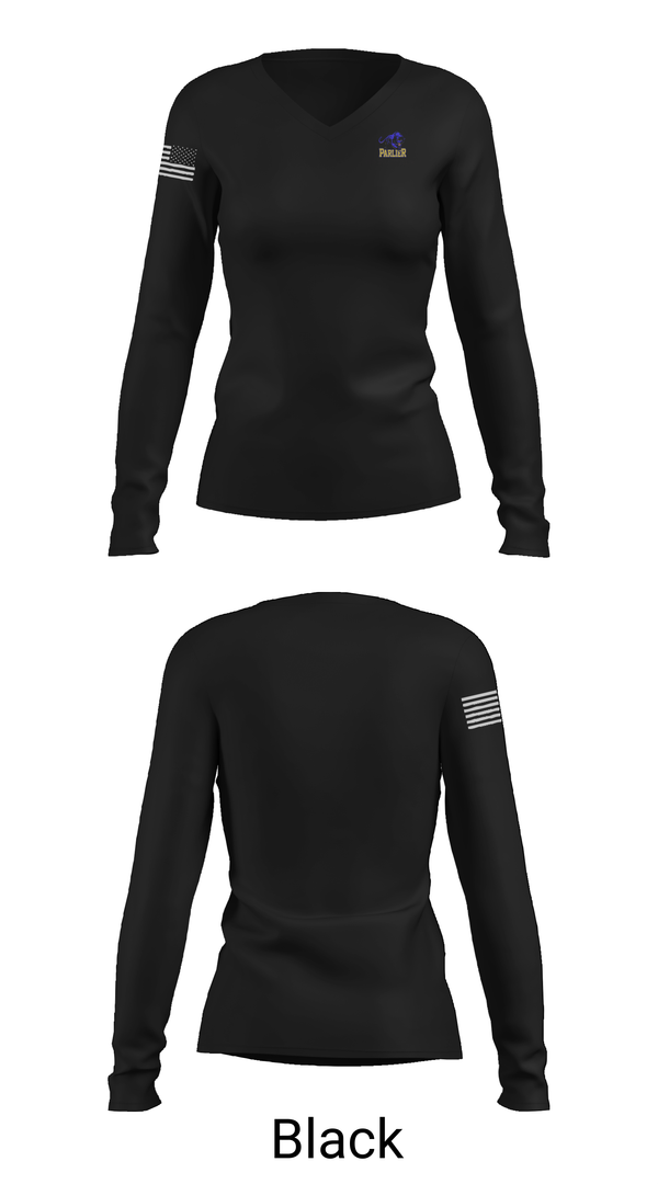 Womens Long Sleeve Vneck Shirt, Parlier High School Basketball, Men's Basketball, Teamtime, Team time, sublimation, custom sports apparel, team uniforms, spirit wear, spiritwear, sports uniforms, custom shirts, team store, custom team store, fundraiser sports, apparel fundraiser