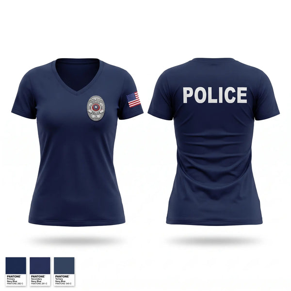 Womens Short Sleeve Vneck Shirt, Palm Valley Police Department, Police, Teamtime, Team time, sublimation, custom sports apparel, team uniforms, spirit wear, spiritwear, sports uniforms, custom shirts, team store, custom team store, fundraiser sports, apparel fundraiser