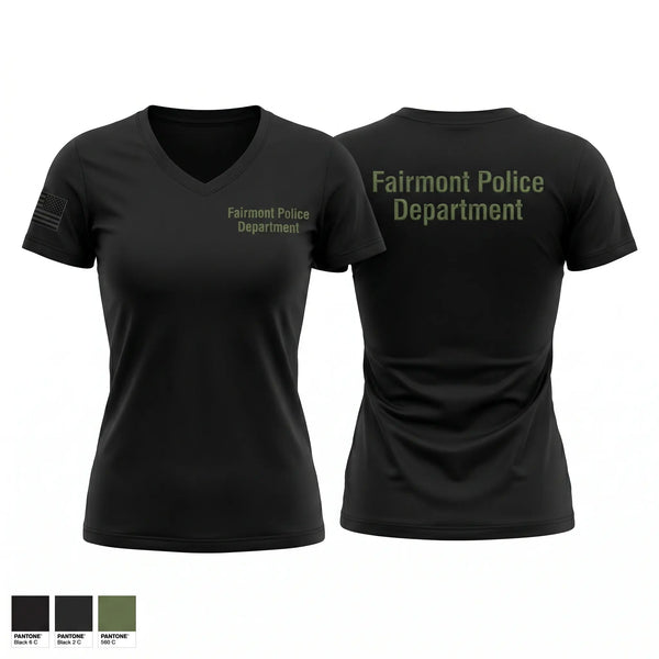 Womens Short Sleeve Vneck Shirt, Fairmont Police Department, Police, Teamtime, Team time, sublimation, custom sports apparel, team uniforms, spirit wear, spiritwear, sports uniforms, custom shirts, team store, custom team store, fundraiser sports, apparel fundraiser