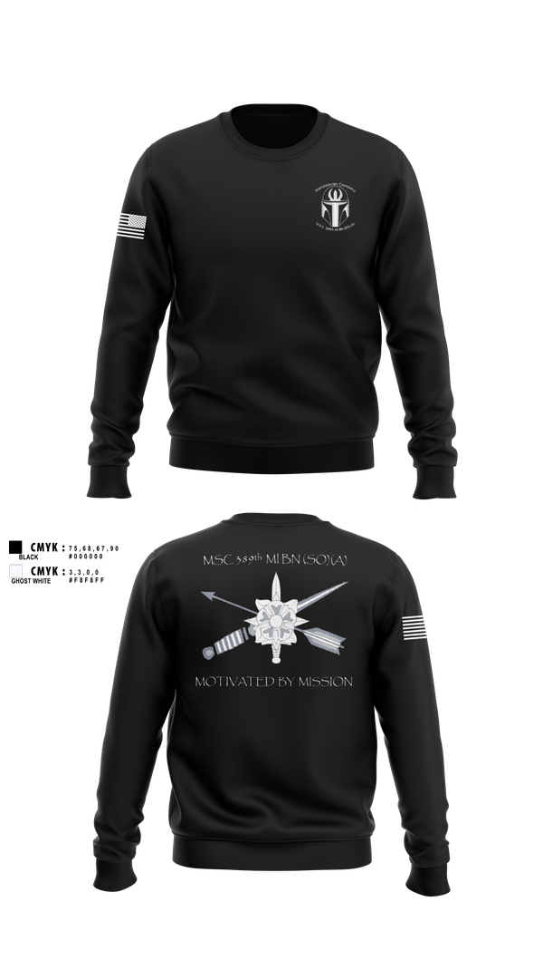 Crew Neck Sweatshirt, MSC 389th MI BN (SO) (A), Army, Teamtime, Team time, sublimation, custom sports apparel, team uniforms, spirit wear, spiritwear, sports uniforms, custom shirts, team store, custom team store, fundraiser sports, apparel fundraiser