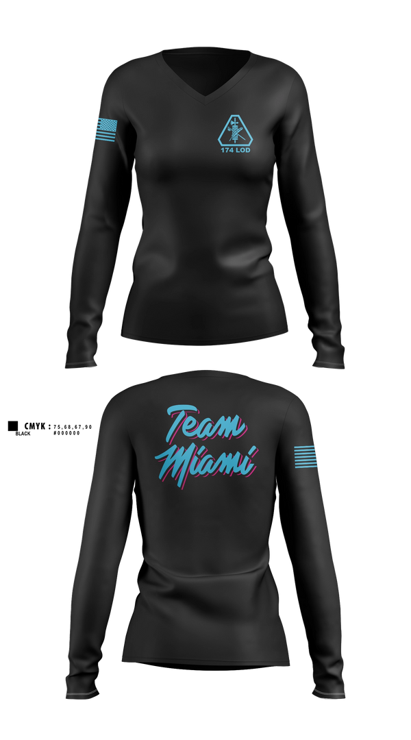 Womens Long Sleeve Vneck Shirt, 174th Legal Operations Detachment, Army, Teamtime, Team time, sublimation, custom sports apparel, team uniforms, spirit wear, spiritwear, sports uniforms, custom shirts, team store, custom team store, fundraiser sports, apparel fundraiser