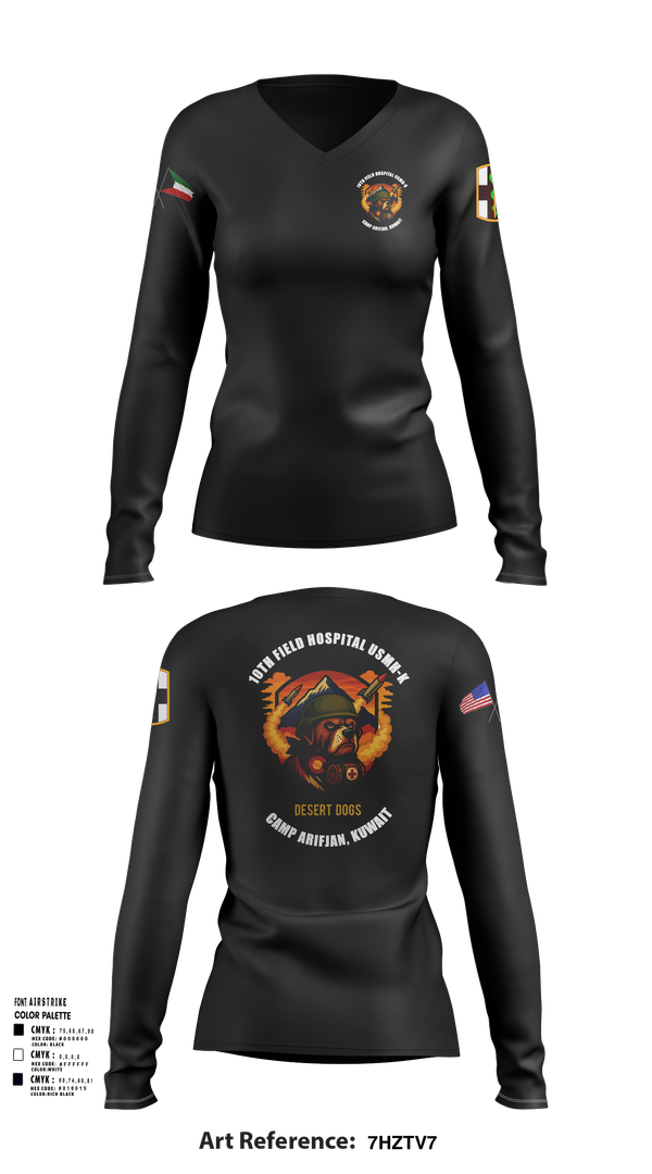 Womens Long Sleeve Vneck Shirt, 10th Field Hospital (FWD), , Teamtime, Team time, sublimation, custom sports apparel, team uniforms, spirit wear, spiritwear, sports uniforms, custom shirts, team store, custom team store, fundraiser sports, apparel fundraiser