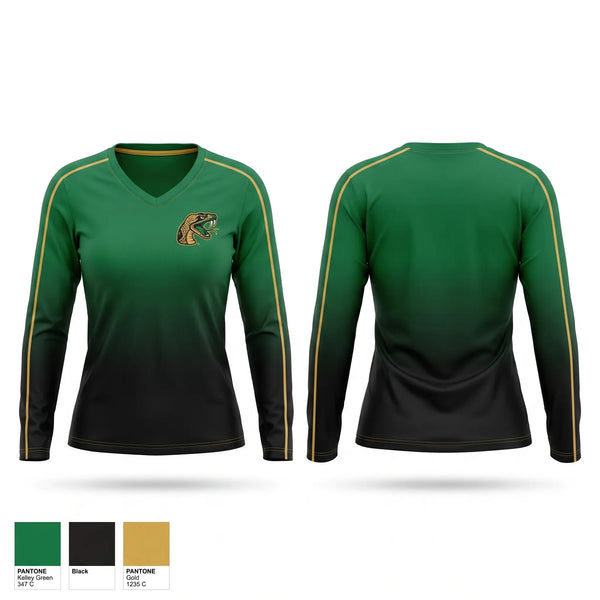 Womens Long Sleeve Vneck Shirt, Rattlers, Softball, Teamtime, Team time, sublimation, custom sports apparel, team uniforms, spirit wear, spiritwear, sports uniforms, custom shirts, team store, custom team store, fundraiser sports, apparel fundraiser