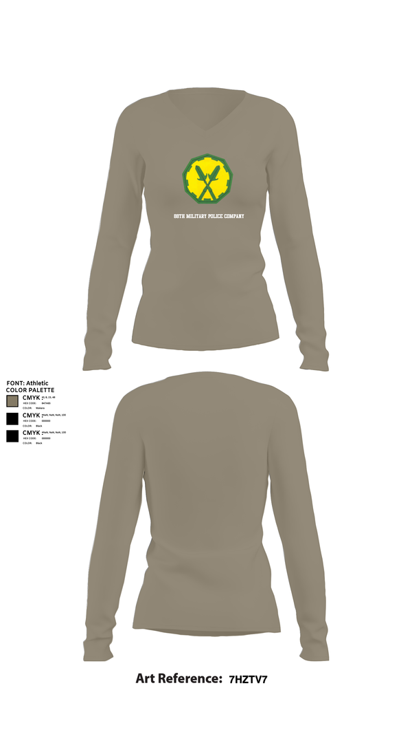 Womens Long Sleeve Vneck Shirt, 88th Military Police Company, , Teamtime, Team time, sublimation, custom sports apparel, team uniforms, spirit wear, spiritwear, sports uniforms, custom shirts, team store, custom team store, fundraiser sports, apparel fundraiser