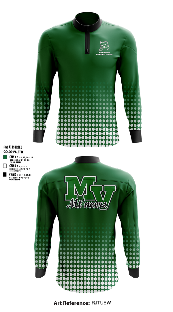Quarter Zip Jacket, Mount Vernon Lady Golf, Golf, Teamtime, Team time, sublimation, custom sports apparel, team uniforms, spirit wear, spiritwear, sports uniforms, custom shirts, team store, custom team store, fundraiser sports, apparel fundraiser