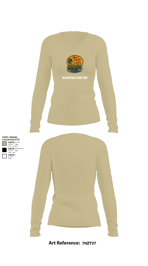 Womens Long Sleeve Vneck Shirt, MACARTHUR PARK UNIT, , Teamtime, Team time, sublimation, custom sports apparel, team uniforms, spirit wear, spiritwear, sports uniforms, custom shirts, team store, custom team store, fundraiser sports, apparel fundraiser