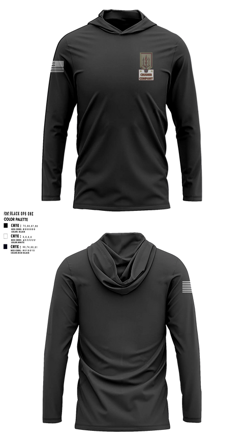 Long Sleeve hooded sunshirt, Crusher Company, Army, Teamtime, Team time, sublimation, custom sports apparel, team uniforms, spirit wear, spiritwear, sports uniforms, custom shirts, team store, custom team store, fundraiser sports, apparel fundraiser