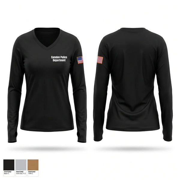 Womens Long Sleeve Vneck Shirt, Camden Police Department, Police, Teamtime, Team time, sublimation, custom sports apparel, team uniforms, spirit wear, spiritwear, sports uniforms, custom shirts, team store, custom team store, fundraiser sports, apparel fundraiser