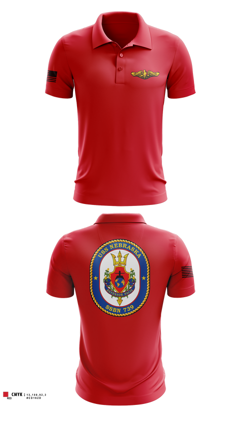 Short Sleeve Performance Polo, USS Nebraska, Navy, Teamtime, Team time, sublimation, custom sports apparel, team uniforms, spirit wear, spiritwear, sports uniforms, custom shirts, team store, custom team store, fundraiser sports, apparel fundraiser