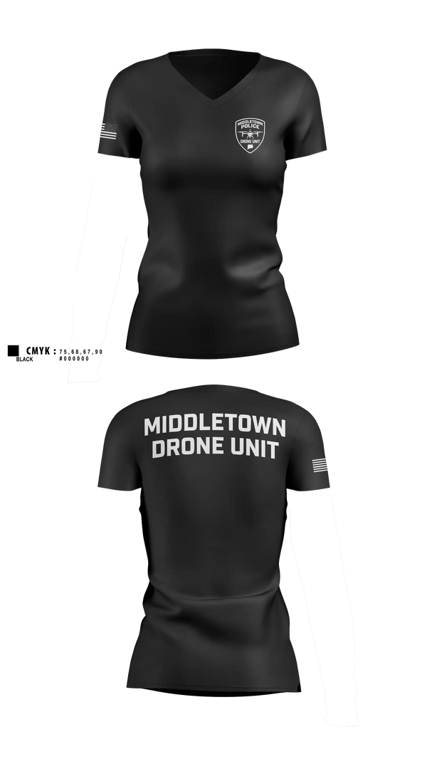 Womens Short Sleeve Vneck Shirt, Middletown Police Department Drone Unit, Police, Teamtime, Team time, sublimation, custom sports apparel, team uniforms, spirit wear, spiritwear, sports uniforms, custom shirts, team store, custom team store, fundraiser sports, apparel fundraiser