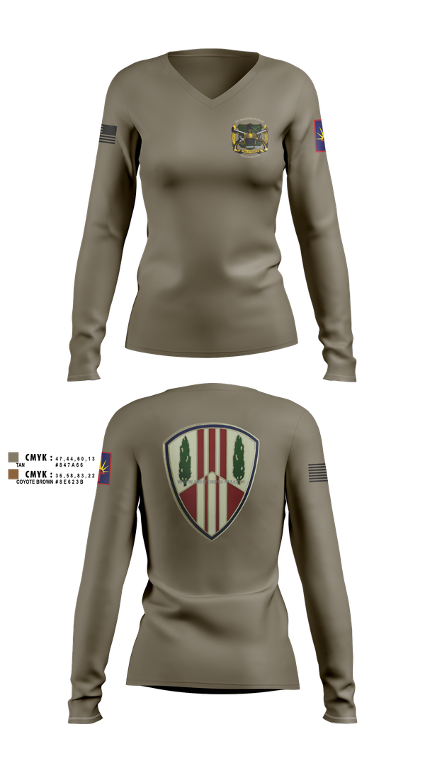 Womens Long Sleeve Vneck Shirt, 107th MP Company, , Teamtime, Team time, sublimation, custom sports apparel, team uniforms, spirit wear, spiritwear, sports uniforms, custom shirts, team store, custom team store, fundraiser sports, apparel fundraiser