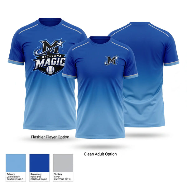 Short Sleeve Performance Shirt, Michiana Magic, Baseball, Teamtime, Team time, sublimation, custom sports apparel, team uniforms, spirit wear, spiritwear, sports uniforms, custom shirts, team store, custom team store, fundraiser sports, apparel fundraiser