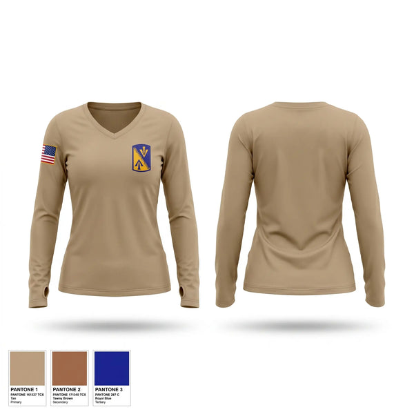 Womens Long Sleeve Vneck Shirt, 1-222nd Aviation Regiment, Army, Teamtime, Team time, sublimation, custom sports apparel, team uniforms, spirit wear, spiritwear, sports uniforms, custom shirts, team store, custom team store, fundraiser sports, apparel fundraiser