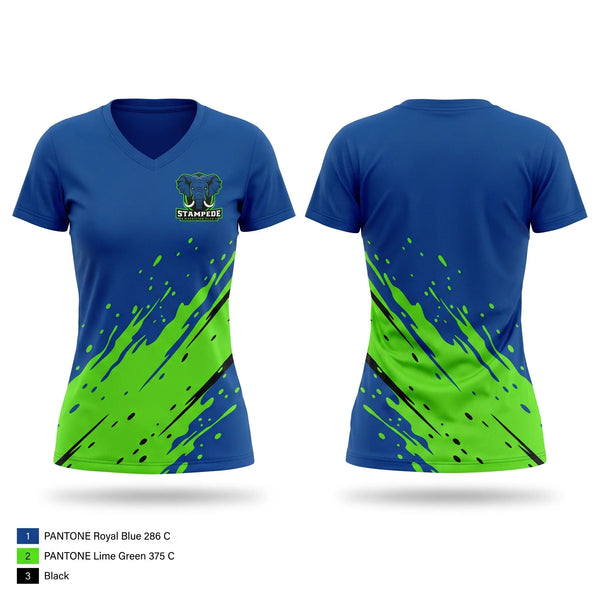 Womens Short Sleeve Vneck Shirt, Stampede, Wrestling, Teamtime, Team time, sublimation, custom sports apparel, team uniforms, spirit wear, spiritwear, sports uniforms, custom shirts, team store, custom team store, fundraiser sports, apparel fundraiser