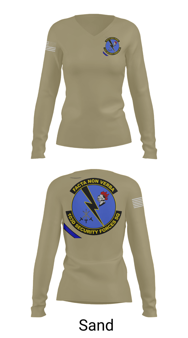 Womens Long Sleeve Vneck Shirt, 103d SECURITY FORCES SQUADRON, , Teamtime, Team time, sublimation, custom sports apparel, team uniforms, spirit wear, spiritwear, sports uniforms, custom shirts, team store, custom team store, fundraiser sports, apparel fundraiser