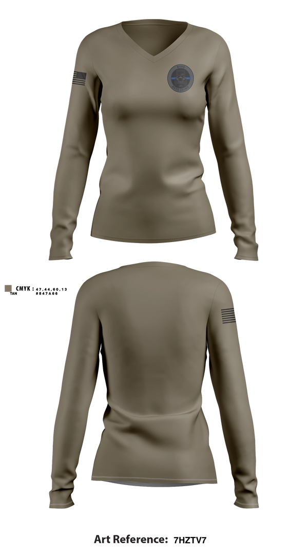 Womens Long Sleeve Vneck Shirt, NYPD Auto Crime, Police, Teamtime, Team time, sublimation, custom sports apparel, team uniforms, spirit wear, spiritwear, sports uniforms, custom shirts, team store, custom team store, fundraiser sports, apparel fundraiser
