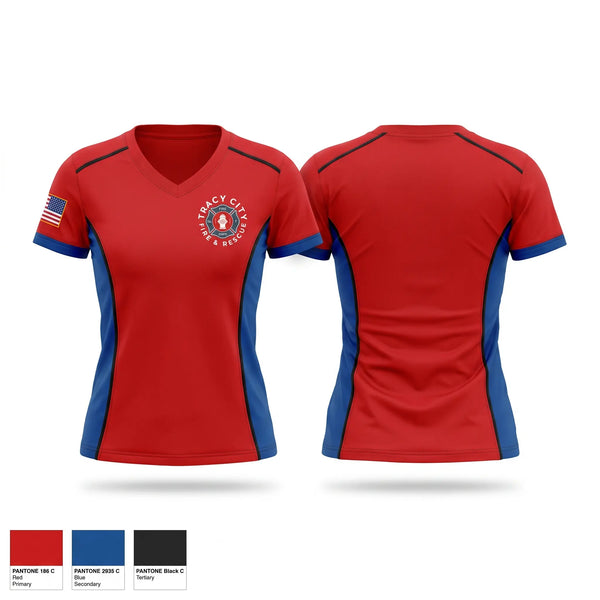 Womens Short Sleeve Vneck Shirt, Tracy City, Fire Department, Teamtime, Team time, sublimation, custom sports apparel, team uniforms, spirit wear, spiritwear, sports uniforms, custom shirts, team store, custom team store, fundraiser sports, apparel fundraiser