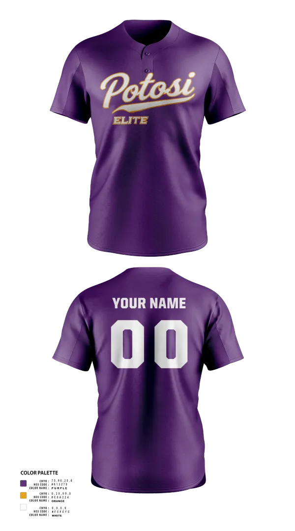 Two Button Softball Jersey, Potosi Elite, Softball, Teamtime, Team time, sublimation, custom sports apparel, team uniforms, spirit wear, spiritwear, sports uniforms, custom shirts, team store, custom team store, fundraiser sports, apparel fundraiser