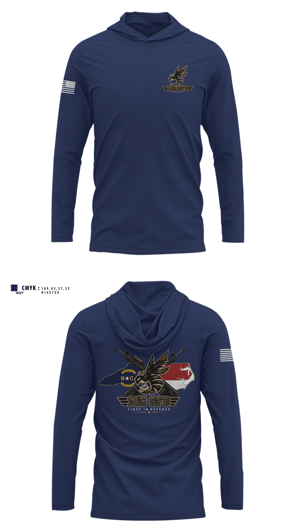 Long Sleeve Hooded Sun Shirt, 145 SFS, Air Force, Teamtime, Team time, sublimation, custom sports apparel, team uniforms, spirit wear, spiritwear, sports uniforms, custom shirts, team store, custom team store, fundraiser sports, apparel fundraiser