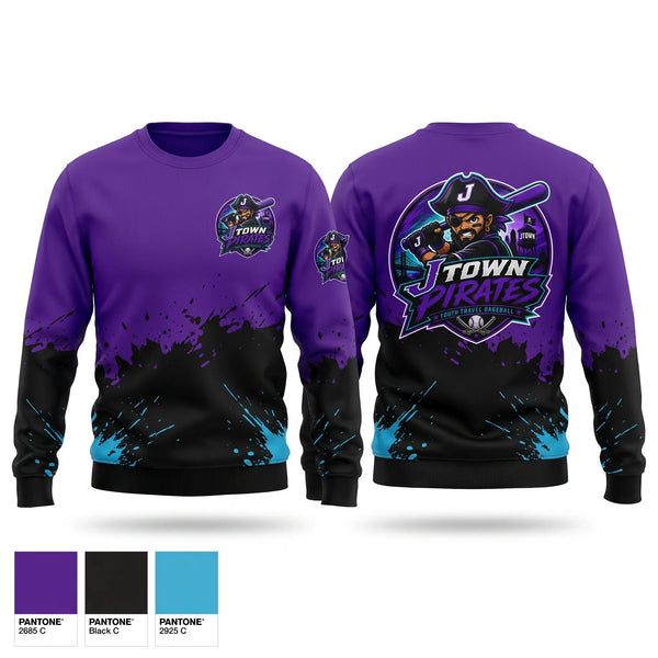 Crew Neck Sweatshirt, J-Town Pirates, Baseball, Teamtime, Team time, sublimation, custom sports apparel, team uniforms, spirit wear, spiritwear, sports uniforms, custom shirts, team store, custom team store, fundraiser sports, apparel fundraiser