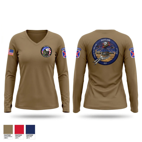 Womens Long Sleeve Vneck Shirt, 10th CAB, 277 ASB, A Co, Army, Teamtime, Team time, sublimation, custom sports apparel, team uniforms, spirit wear, spiritwear, sports uniforms, custom shirts, team store, custom team store, fundraiser sports, apparel fundraiser