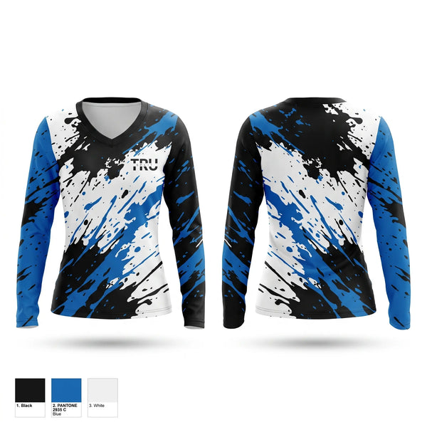 Womens Long Sleeve Vneck Shirt, TruSplit performance, Track & Field, Teamtime, Team time, sublimation, custom sports apparel, team uniforms, spirit wear, spiritwear, sports uniforms, custom shirts, team store, custom team store, fundraiser sports, apparel fundraiser