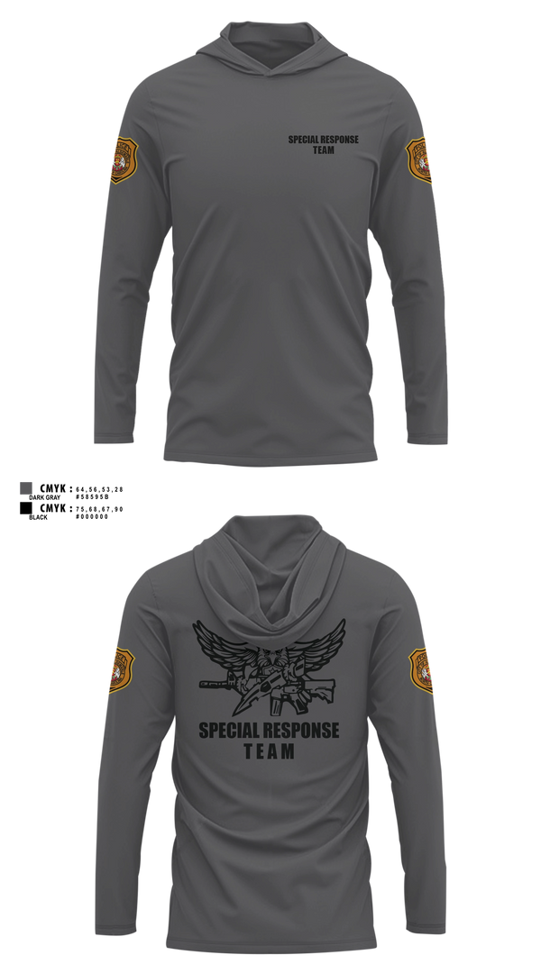 Long Sleeve hooded sunshirt, Special Response Team, Police, Teamtime, Team time, sublimation, custom sports apparel, team uniforms, spirit wear, spiritwear, sports uniforms, custom shirts, team store, custom team store, fundraiser sports, apparel fundraiser