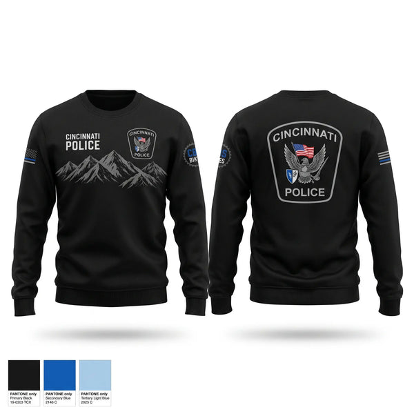 Crew Neck Sweatshirt, Cincinnati Police Mountain Bike Squad, Police, Teamtime, Team time, sublimation, custom sports apparel, team uniforms, spirit wear, spiritwear, sports uniforms, custom shirts, team store, custom team store, fundraiser sports, apparel fundraiser