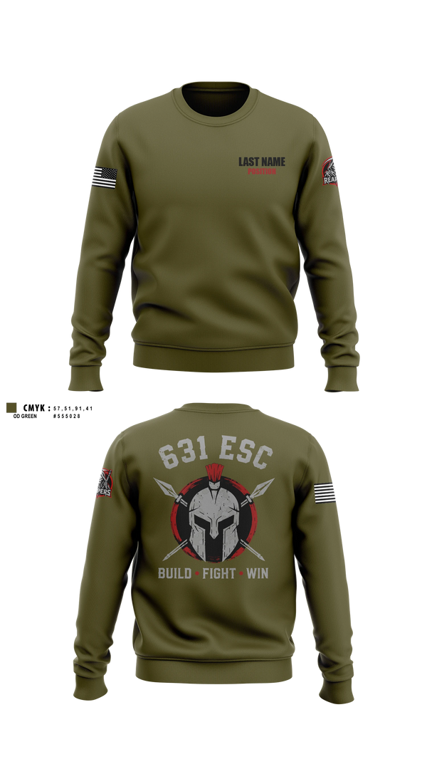 Crew Neck Sweatshirt, 631st ESC, Army, Teamtime, Team time, sublimation, custom sports apparel, team uniforms, spirit wear, spiritwear, sports uniforms, custom shirts, team store, custom team store, fundraiser sports, apparel fundraiser
