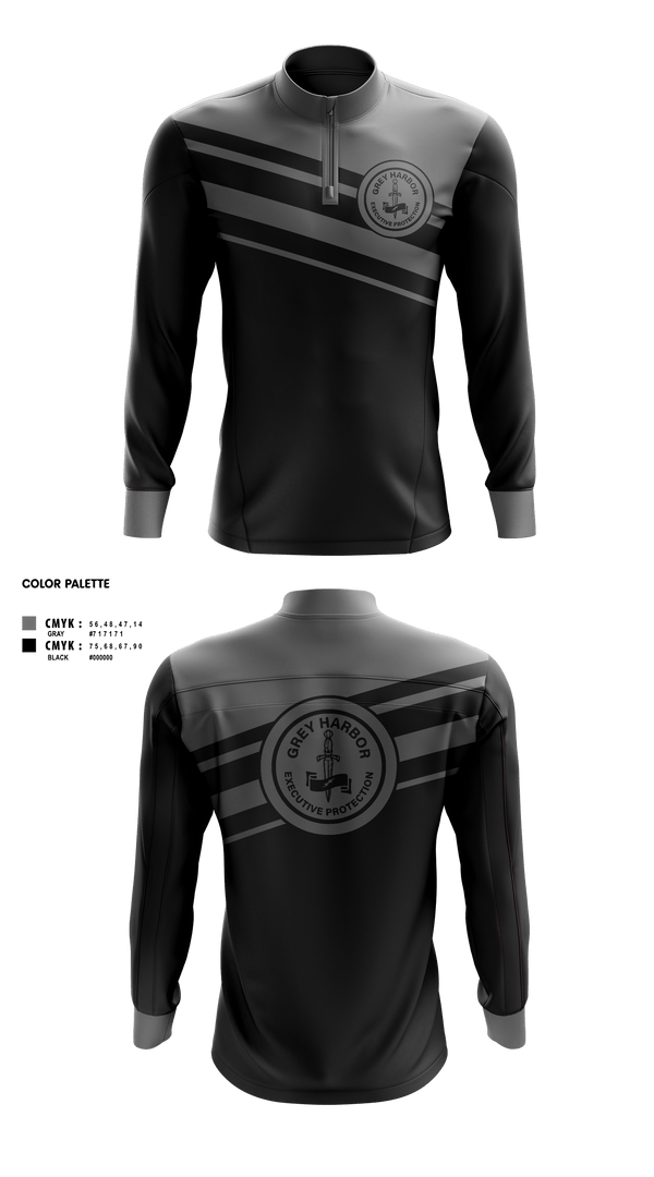 Quarter Zip Jacket, Grey Harbor Executive ProtectionGrey Harbor Executive Protection, , Teamtime, Team time, sublimation, custom sports apparel, team uniforms, spirit wear, spiritwear, sports uniforms, custom shirts, team store, custom team store, fundraiser sports, apparel fundraiser