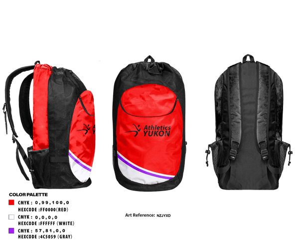 Gear Bag, Athletics Yukon, Track & Field, Teamtime, Team time, sublimation, custom sports apparel, team uniforms, spirit wear, spiritwear, sports uniforms, custom shirts, team store, custom team store, fundraiser sports, apparel fundraiser