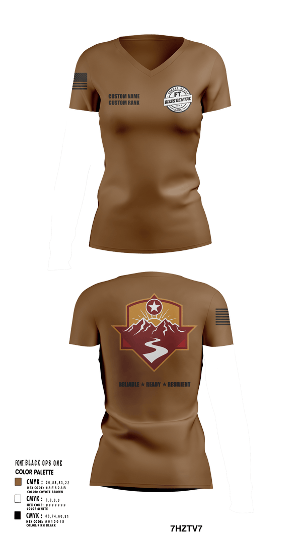 Women's Short Sleeve Vneck Shirt, Fort Bliss DENTAC, Army, Teamtime, Team time, sublimation, custom sports apparel, team uniforms, spirit wear, spiritwear, sports uniforms, custom shirts, team store, custom team store, fundraiser sports, apparel fundraiser
