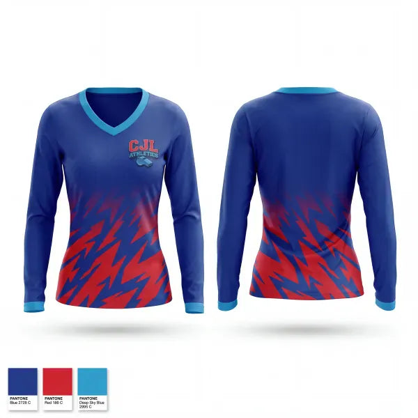 Womens Long Sleeve Vneck Shirt, OJL Athletics, , Teamtime, Team time, sublimation, custom sports apparel, team uniforms, spirit wear, spiritwear, sports uniforms, custom shirts, team store, custom team store, fundraiser sports, apparel fundraiser