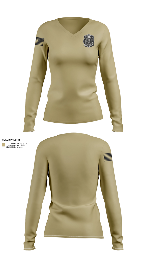 Womens Long Sleeve Vneck Shirt, Homicide Team 3, Police, Teamtime, Team time, sublimation, custom sports apparel, team uniforms, spirit wear, spiritwear, sports uniforms, custom shirts, team store, custom team store, fundraiser sports, apparel fundraiser