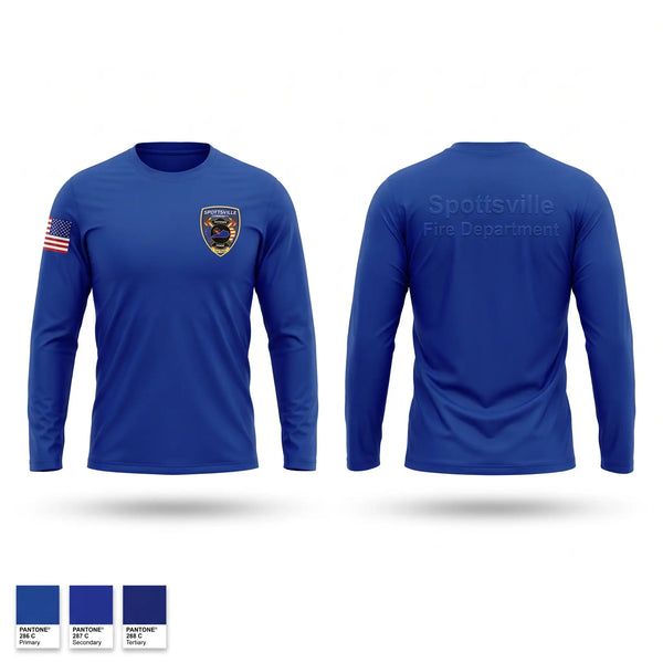 Long Sleeve Performance Shirt, Spottsville Community Fire Department, Fire Department, Teamtime, Team time, sublimation, custom sports apparel, team uniforms, spirit wear, spiritwear, sports uniforms, custom shirts, team store, custom team store, fundraiser sports, apparel fundraiser