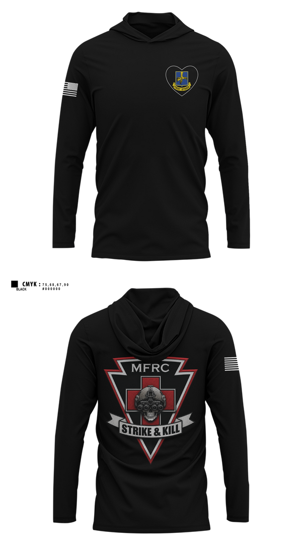 Long Sleeve Hooded Sun Shirt, 2-502 MFRC MED, Army, Teamtime, Team time, sublimation, custom sports apparel, team uniforms, spirit wear, spiritwear, sports uniforms, custom shirts, team store, custom team store, fundraiser sports, apparel fundraiser
