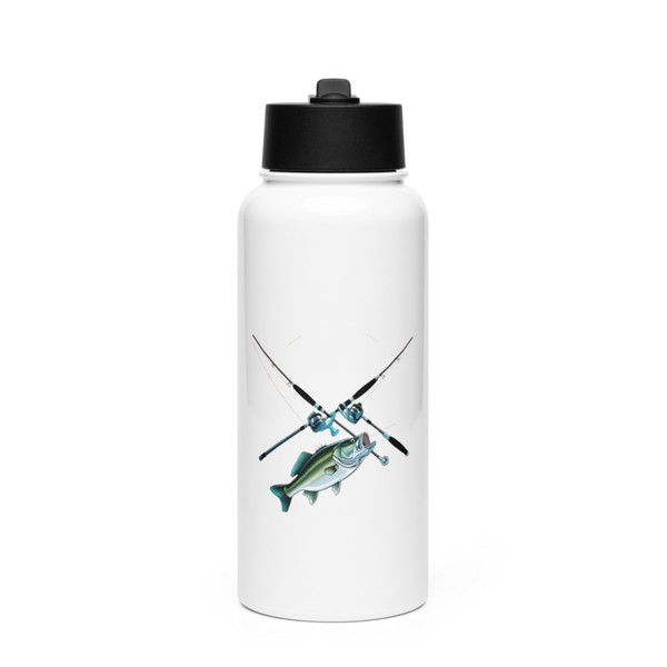 The Fishing Haven 49483500 Stainless Steel Water Bottle with a Straw Lid