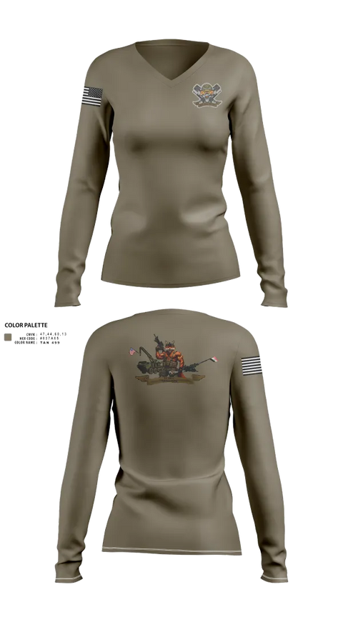 Womens Long Sleeve Vneck Shirt, 3-6 Fox Co., Army, Teamtime, Team time, sublimation, custom sports apparel, team uniforms, spirit wear, spiritwear, sports uniforms, custom shirts, team store, custom team store, fundraiser sports, apparel fundraiser