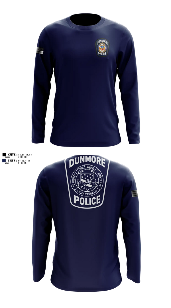 Long Sleeve Performance Shirt, Dunmore Police Department, Police, Teamtime, Team time, sublimation, custom sports apparel, team uniforms, spirit wear, spiritwear, sports uniforms, custom shirts, team store, custom team store, fundraiser sports, apparel fundraiser