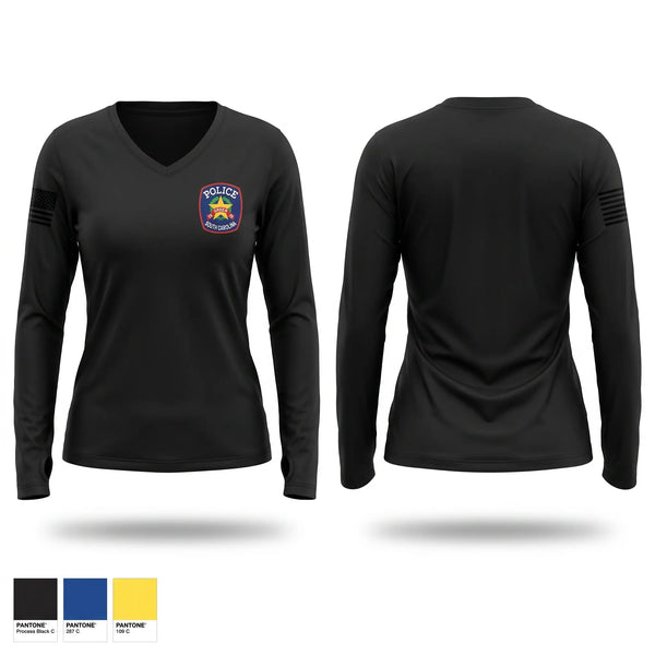 Womens Long Sleeve Vneck Shirt, Greer Criminal Investigations Division, Police, Teamtime, Team time, sublimation, custom sports apparel, team uniforms, spirit wear, spiritwear, sports uniforms, custom shirts, team store, custom team store, fundraiser sports, apparel fundraiser