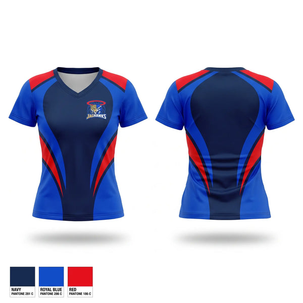 Womens Short Sleeve Vneck Shirt, JagHawks, Spirit Store, Teamtime, Team time, sublimation, custom sports apparel, team uniforms, spirit wear, spiritwear, sports uniforms, custom shirts, team store, custom team store, fundraiser sports, apparel fundraiser