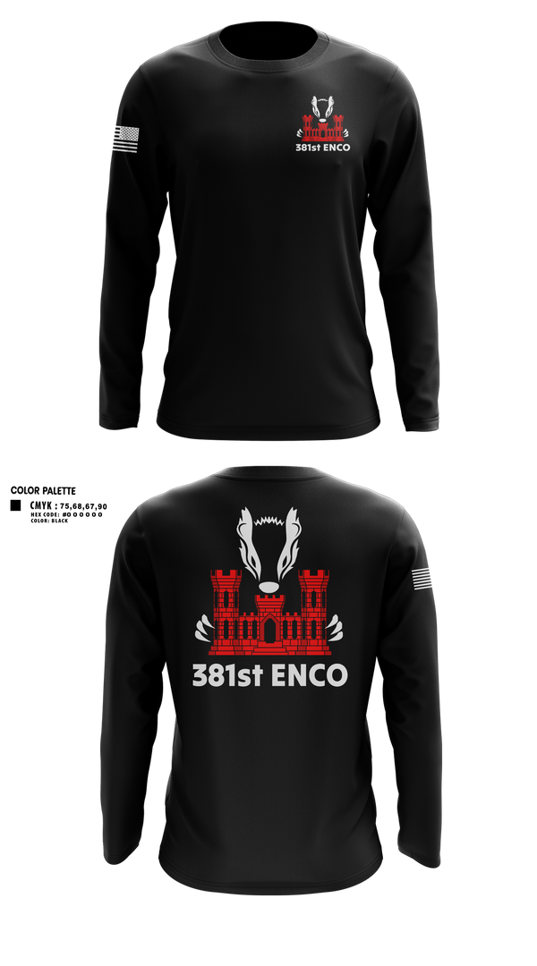 Long Sleeve Performance Shirt, 381 EN CO, Army, Teamtime, Team time, sublimation, custom sports apparel, team uniforms, spirit wear, spiritwear, sports uniforms, custom shirts, team store, custom team store, fundraiser sports, apparel fundraiser