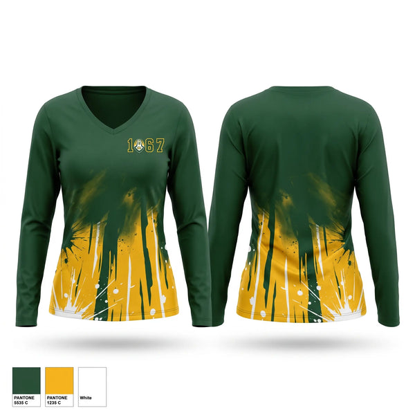 Womens Long Sleeve Vneck Shirt, Bethel Bruins, , Teamtime, Team time, sublimation, custom sports apparel, team uniforms, spirit wear, spiritwear, sports uniforms, custom shirts, team store, custom team store, fundraiser sports, apparel fundraiser