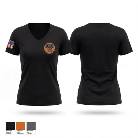 Womens Short Sleeve Vneck Shirt, 3-238th Hellhounds, National Guard, Teamtime, Team time, sublimation, custom sports apparel, team uniforms, spirit wear, spiritwear, sports uniforms, custom shirts, team store, custom team store, fundraiser sports, apparel fundraiser