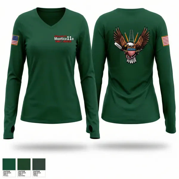 Womens Long Sleeve Vneck Shirt, Albemarle County Fire Rescue, Fire Department, Teamtime, Team time, sublimation, custom sports apparel, team uniforms, spirit wear, spiritwear, sports uniforms, custom shirts, team store, custom team store, fundraiser sports, apparel fundraiser