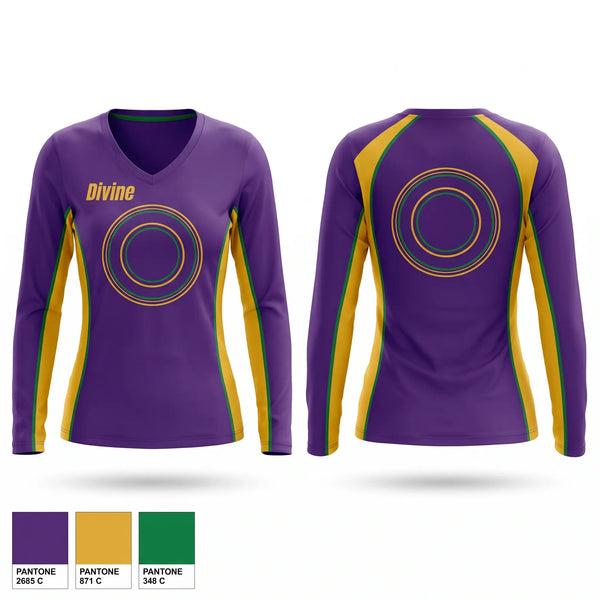 Womens Long Sleeve Vneck Shirt, Divine, , Teamtime, Team time, sublimation, custom sports apparel, team uniforms, spirit wear, spiritwear, sports uniforms, custom shirts, team store, custom team store, fundraiser sports, apparel fundraiser
