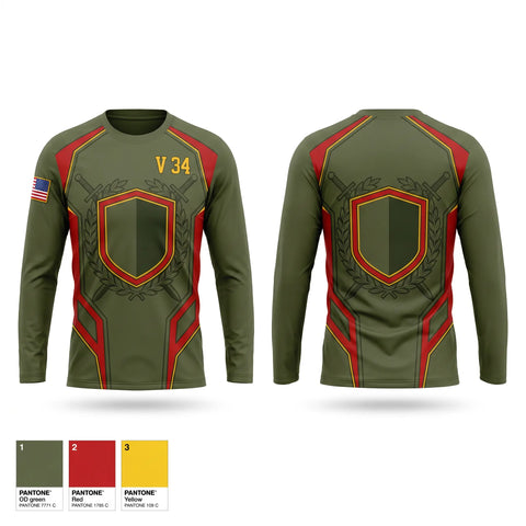 Long Sleeve Performance Shirt, V 3/4, Marines, Teamtime, Team time, sublimation, custom sports apparel, team uniforms, spirit wear, spiritwear, sports uniforms, custom shirts, team store, custom team store, fundraiser sports, apparel fundraiser