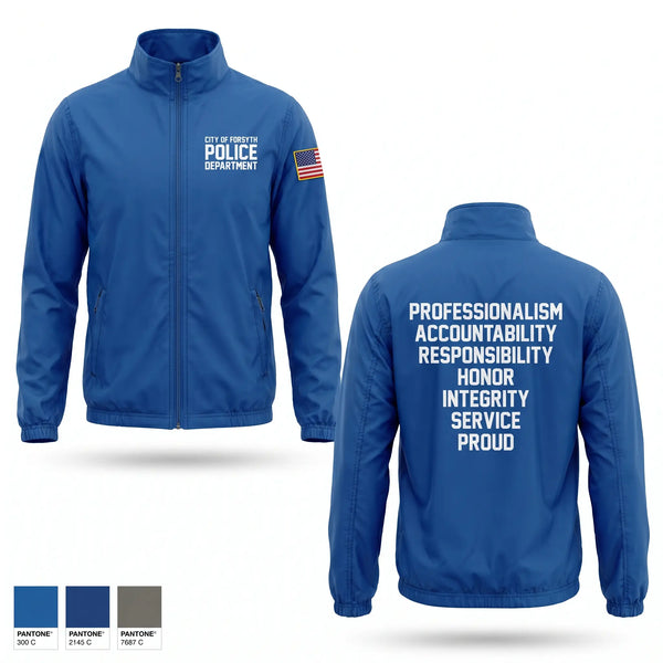 Windbreaker, City of Forsyth Police Department, Police, Teamtime, Team time, sublimation, custom sports apparel, team uniforms, spirit wear, spiritwear, sports uniforms, custom shirts, team store, custom team store, fundraiser sports, apparel fundraiser