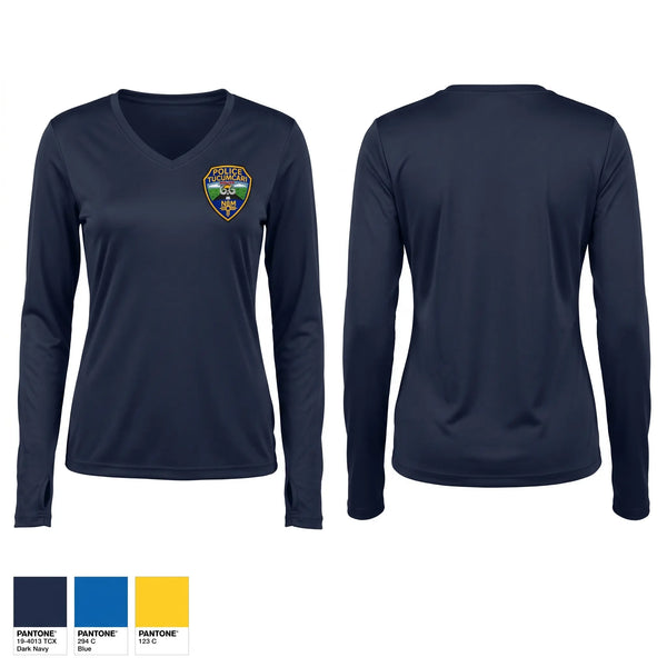 Womens Long Sleeve Vneck Shirt, Tucumcari Police Department, Police, Teamtime, Team time, sublimation, custom sports apparel, team uniforms, spirit wear, spiritwear, sports uniforms, custom shirts, team store, custom team store, fundraiser sports, apparel fundraiser
