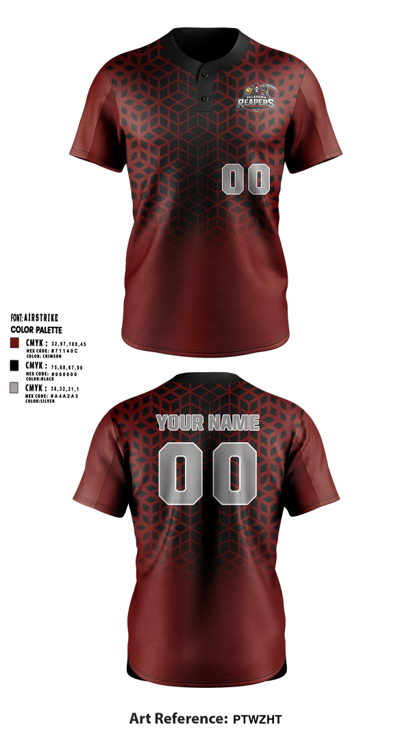 Two Button Softball Jersey, Oklahoma Reapers, Softball, Teamtime, Team time, sublimation, custom sports apparel, team uniforms, spirit wear, spiritwear, sports uniforms, custom shirts, team store, custom team store, fundraiser sports, apparel fundraiser